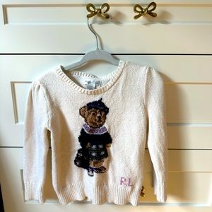 Ralph lauren baby little girls polo bear sweater cream 24m